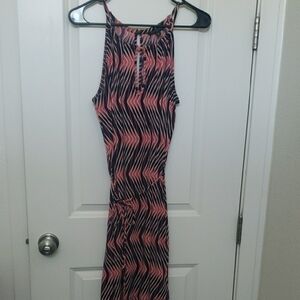 Banana Republic Pink and Black Halter Maxi Dress